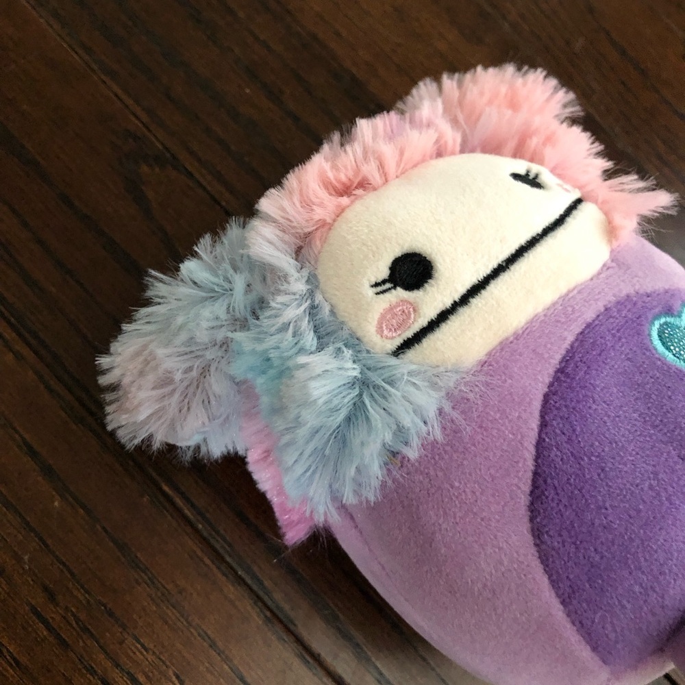 NWT Squishmallows 4.5” Eden the Bigfoot Purple/Blue/Pink w/Heart Embroidery - Picture 2 of 8